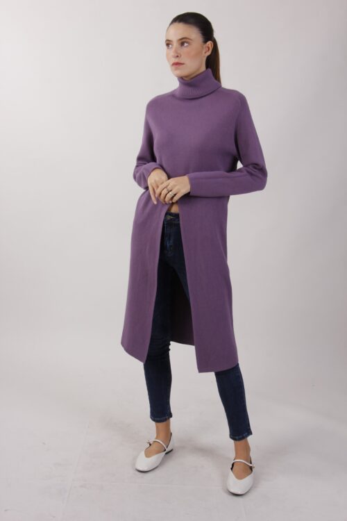 MAGLIA COLLO ALTO CON SPACCO