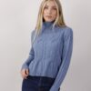 MAGLIA CON MACRO TRECCIA - Azzurro polvere, TU
