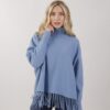 MAGLIA OVERSIZE CON FRANGE - Celeste, TU