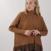 MAGLIA OVERSIZE CON FRANGE - Cammello, TU