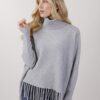 MAGLIA OVERSIZE CON FRANGE - Grigio, TU