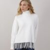 MAGLIA OVERSIZE CON FRANGE - Panna, TU