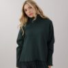 MAGLIA OVERSIZE CON FRANGE - Verde bottiglia, TU