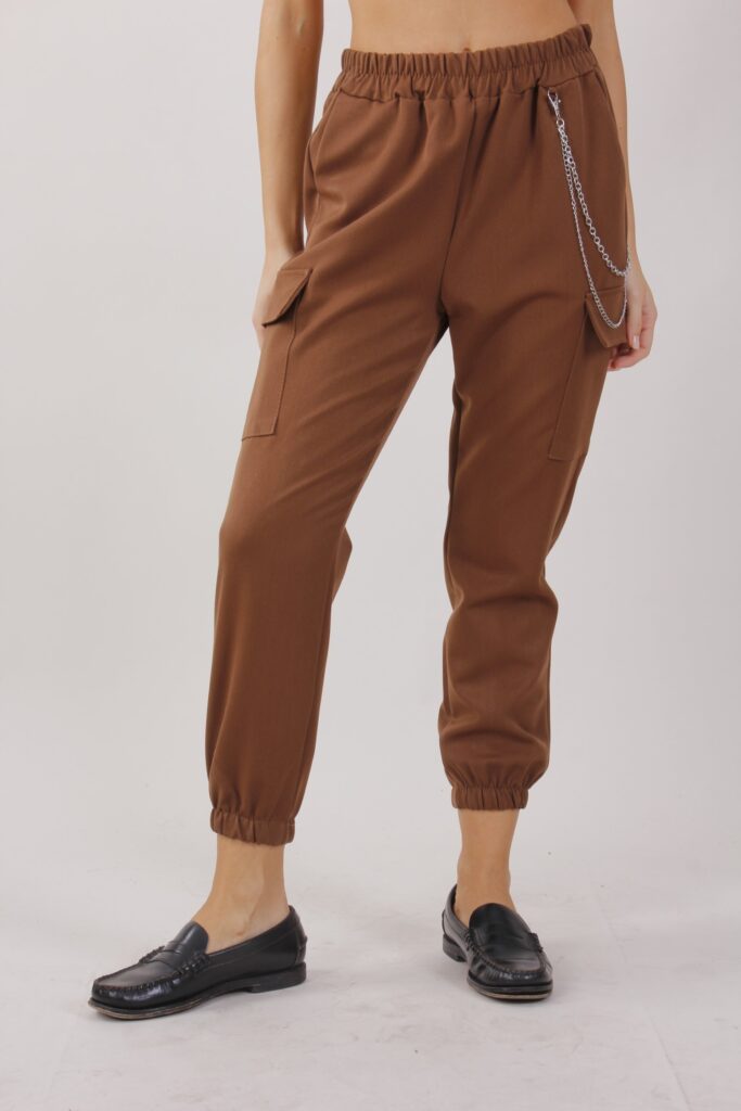 PANTALONE CON CATENA - Dark Brown, S 