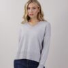 MAGLIA SCOLLO A V DETTAGLI LUREX - Grigio, TU