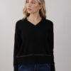 MAGLIA SCOLLO A V DETTAGLI LUREX - Nero, TU