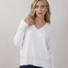 MAGLIA SCOLLO A V DETTAGLI LUREX - Panna, TU