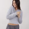 MAGLIA CROP EFFETTO PELO - Pearl, TU