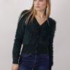 CARDIGAN EFFETTO PELO CON BOTTONI - Verde bottiglia, TU