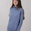 MAGLIA A COLLO ALTO A COSTINE - Dusty Blue, TU