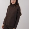 MAGLIA A COLLO ALTO A COSTINE - Dark Brown, TU