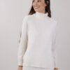 MAGLIA A COLLO ALTO A COSTINE - Cream, TU