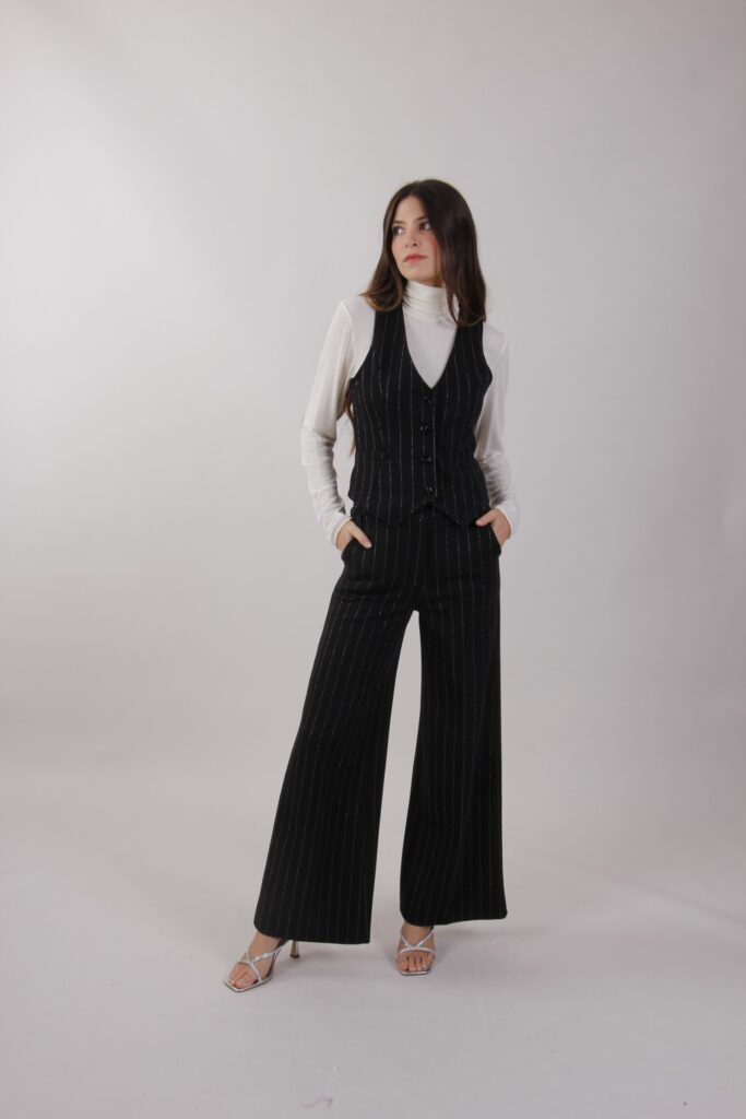 PANTALONE PALAZZO ELEGANTE GESSATO 