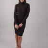 ABITO ADERENTE IN MAGLIA A COSTINE - Dark Brown, TU