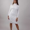 ABITO ADERENTE IN MAGLIA A COSTINE - Cream, TU