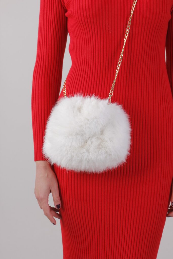 BORSA ROTONDA EFFETTO PELLICCIA 