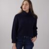 MAGLIONE OVERSIZE A COLLO ALTO - Blu, TU