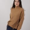 MAGLIONE A COLLO ALTO CON FRANGE - Cammello, TU