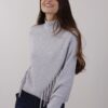 MAGLIONE A COLLO ALTO CON FRANGE - Grey, TU