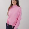 MAGLIONE A COLLO ALTO CON FRANGE - Rosa, TU