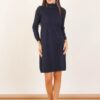 VESTITO IN MAGLIA A COLLO ALTO CON MINI TRECCE - Blue, TU
