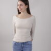 MAGLIA MANICA 3/4 IN COTONE ADERENTE - Beige, TU