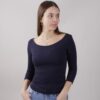 MAGLIA MANICA 3/4 IN COTONE ADERENTE - Blu, TU