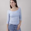 MAGLIA MANICA 3/4 IN COTONE ADERENTE - Celeste, TU