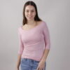 MAGLIA MANICA 3/4 IN COTONE ADERENTE - Rosa, TU