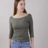 MAGLIA MANICA 3/4 IN COTONE ADERENTE - Verde militare, TU