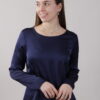 BLUSA A MANICHE LUNGHE IN VISCOSA - Blue, L