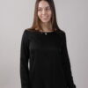 BLUSA A MANICHE LUNGHE IN VISCOSA - Black, L