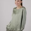 BLUSA A MANICHE LUNGHE IN VISCOSA - Sage Green, S