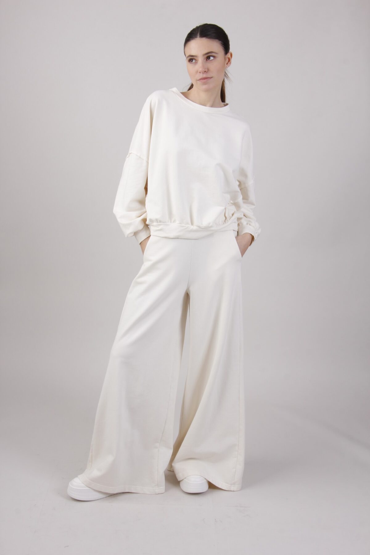 PANTALONE A PALAZZO IN COTONE CON TASCHE LATERALI