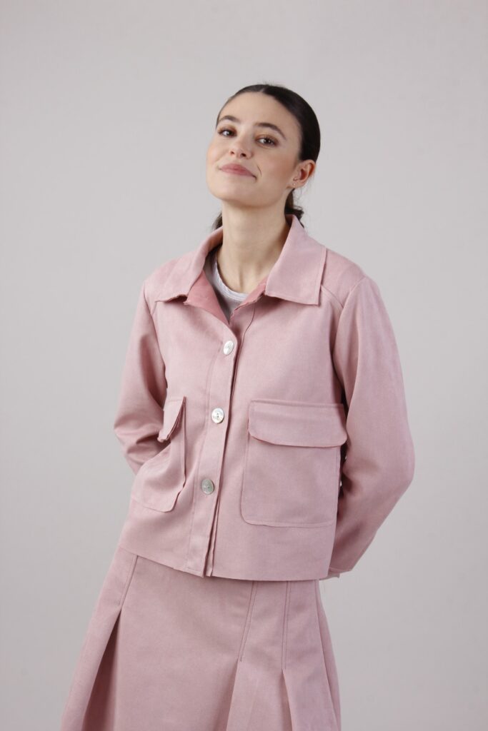 GIACCA CAMICIA SCAMOSCIATA CON TASCHE 