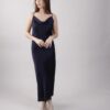 ABITO SATIN CON SCOLLO A CASCATA - Blue, M