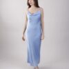 ABITO SATIN CON SCOLLO A CASCATA - Sky blue, M