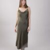 ABITO SATIN CON SCOLLO A CASCATA - Military Olive, M