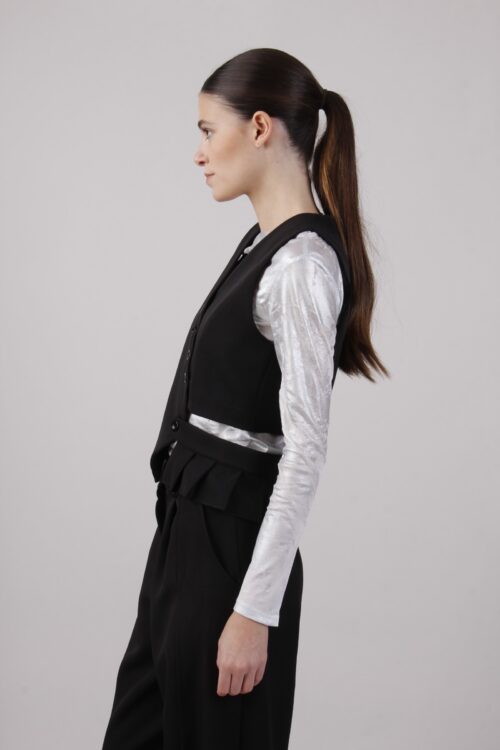 Alternative view of GILET ASIMMETRICO CON DETTAGLIO PLISSETTATO