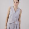 GILET ASIMMETRICO CON DETTAGLIO PLISSETTATO - Grigio, L