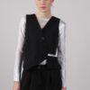 GILET ASIMMETRICO CON DETTAGLIO PLISSETTATO - Nero, M