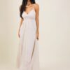 ABITO LUNGO IN SANGALLO CON SPALLINE SOTTILI - Beige, TU