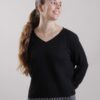 MAGLIA CON SCOLLO A V CON MANICHE E ORLO DECORATE - TU