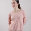 MAGLIA CON SCOLLO A V CON MANICHE E ORLO DECORATE - TU