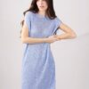 ABITO LUNGO TRAFORATO IN LUREX - Sky blue, TU