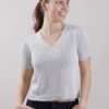 MAGLIA A MANICHE CORTE IN LUREX CON COSTINE - White, TU