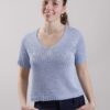 MAGLIA A MANICHE CORTE IN LUREX CON COSTINE - Sky blue, TU