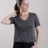 MAGLIA A MANICHE CORTE IN LUREX CON COSTINE - Black, TU