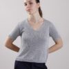 MAGLIA A MANICHE CORTE IN LUREX CON COSTINE - Pearl, TU