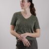 MAGLIA A MANICHE CORTE IN LUREX CON COSTINE - Military Olive, TU